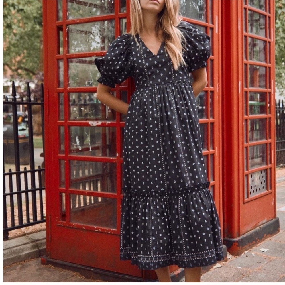 HUNTER BELL‎ Palmer Dress in the Welsh Border print Navy Size XS